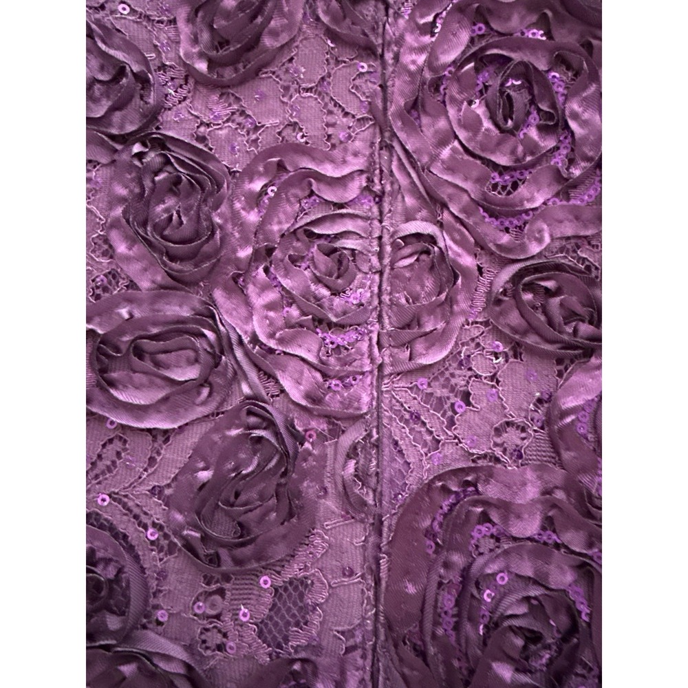 Alex Evenings Women's 8 Rosette A-Line Evening Gown Eggplant Purple Sequin - Picture 8 of 16